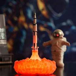Lampe led en forme de lune avec navette spatiale, impression 3D, Rechargeable par USB, luminaire décoratif d'intérieur, idéal pour un bureau ou pour les passionnés de l'espace 
