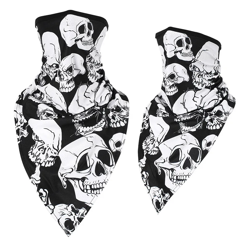 CHINGYUN 2020 ice silk skull mask sunscreen riding neck sleeve digital printing men and women outdoor sports triangle scarf 02 mens white scarf Scarves