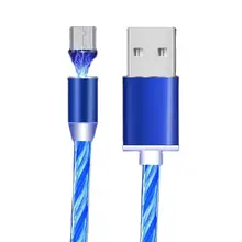 1M piękno magnetyczne światło płynące LED kabel Micro USB typ C USB-C magnes przewód dla IPhone 12 dla Xiaomi telefon komórkowy ładowarka tanie tanio Tutew NONE LIGHTNING TYPE-C 2 4A CN (pochodzenie) USB A blue green red white about 1m for iphone 5 6 7 8 plus x 11 pro for huawei xiaomi