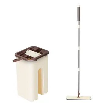 

Lazy Hand-free Wash Flat Mop Stainless Steel Rod Microfiber Mop Set Home Daily Household Cleaning Equipment