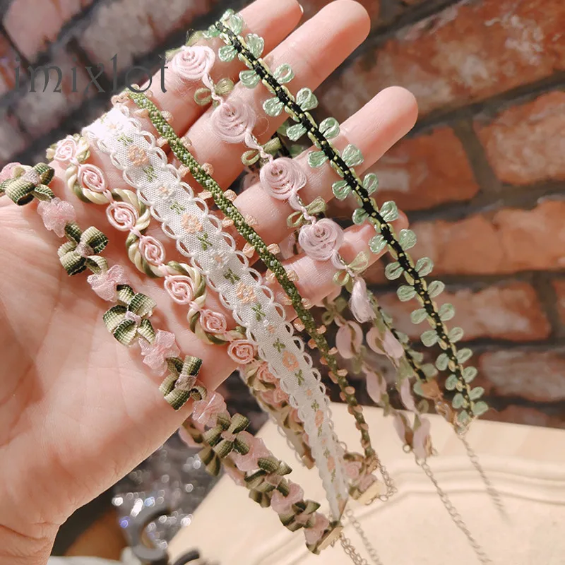 Женское романтическое колье Kpop розовое весеннее Вязаное с розами вечерние