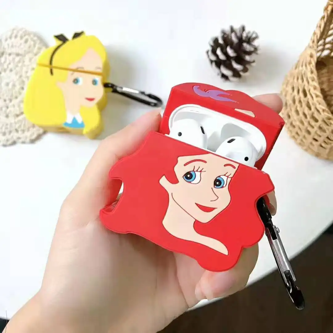 

Cute Classic Cartoon Alice Mermaid Princess Wireless Bluetooth Silicon Headphone Protection Cover Case for AirPods Accessory Box