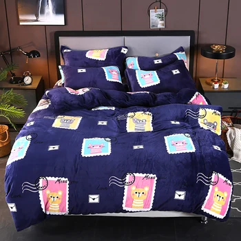 

Flannel Duvet Cover Bedding Sets With Pillow Case Blue Color Home Textile Microfiber Polyester Twin Queen King Size Fast warm