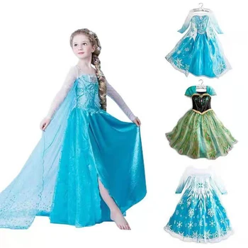 Ropa elegante Vestidos infantiles para niñas de encaje de Cosplay de lujo traje Pull nuevo año reina de la nieve Vestidos de los niños conjuntos de trajes