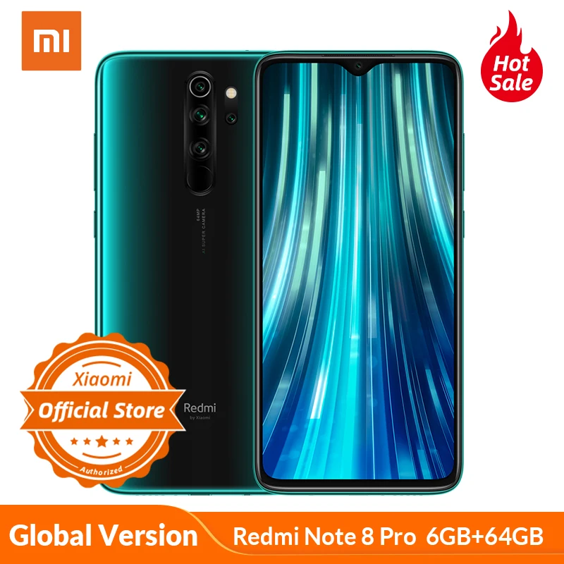 Мобильный телефон Xiaomi Redmi Note 8 Pro с глобальной версией, 6 ГБ, 64 ГБ, четырехъядерный смартфон MTK Helio G90T, четыре ядра, 4500 мАч, NFC