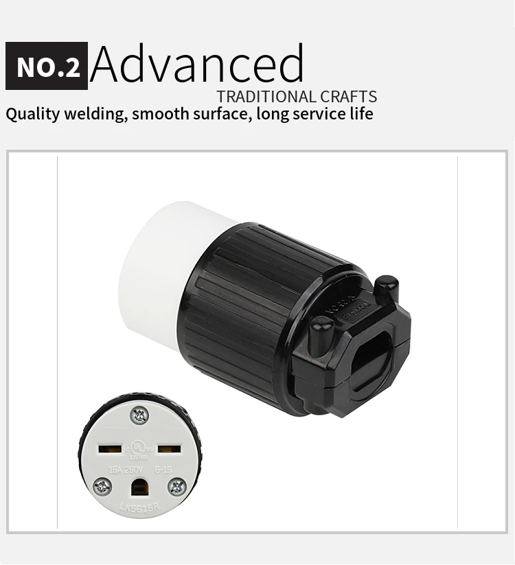 NEMA 6-15R 15A/250 В саморегулирующийся разъем, американский стандарт промышленный гнездовой разъем, Американский промышленный саморегулирующийся разъем