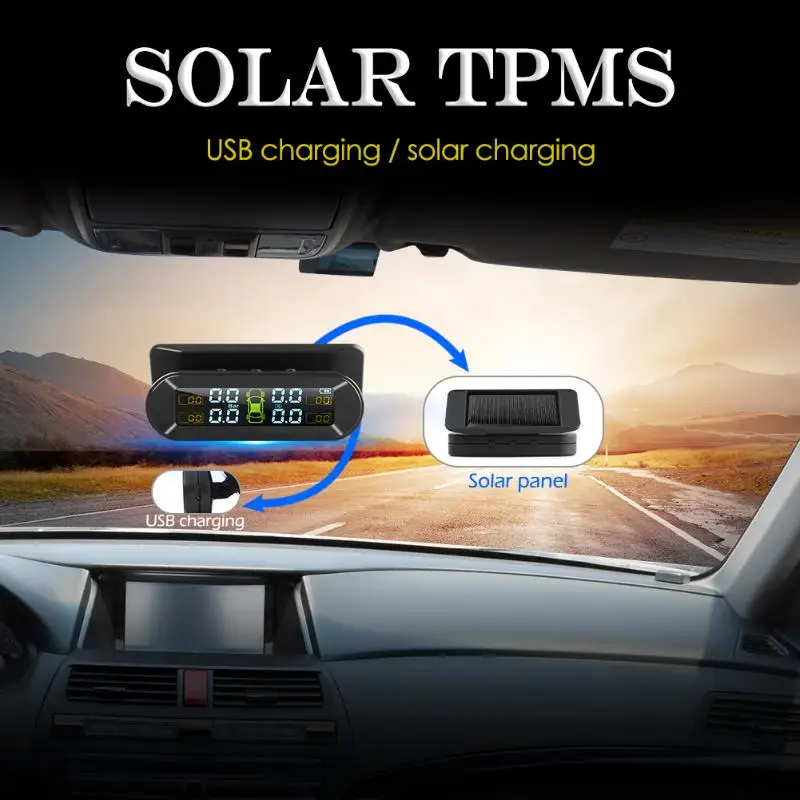 T05 солнечная+ usb зарядка автомобиля TPMS lcd АВТО система контроля давления в шинах