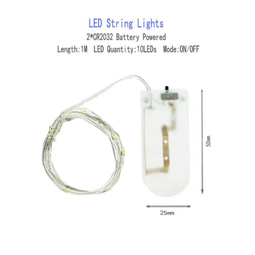 1/2/5/10M LED Light String Garland lighting Battery Powered Fairy Lights Remote Control For Christmas Wedding Party Decoration - Emitting Color: CR2032 Battery-1M