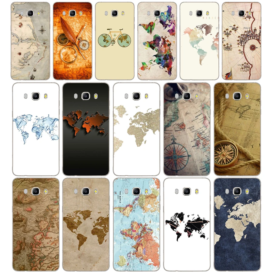 

250DD travel world map vintage cell Soft Silicone Case Cover for Samsung Galaxy a3 a5 2017 A6 A8 2018 j3 j5 j7 2016 2017