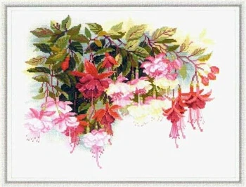 

100% egypt cotton Beautiful Hot Sell Counted Cross Stitch Kit Fuchsia Flower Flowers riolis 1398