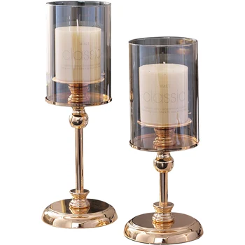 

Romantic Mold Candle Holder Glass Stand Modern Ball Stand Wedding Luxury Candlestick Kerzenhalter Metal Pillar Candelabra OO50ZT