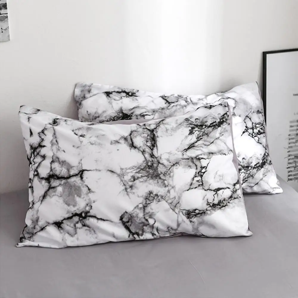 42 Классический черный и белый мраморный узор 2 наволочки для кровати эластичный