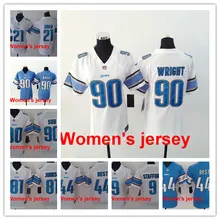 A+++ для женщин и девушек все сшитые Detroit s ladies 9 Matthew Stafford 21 Ameer Abdullah 81 Кельвин Джонсон Вышивка Логотипы Джерси