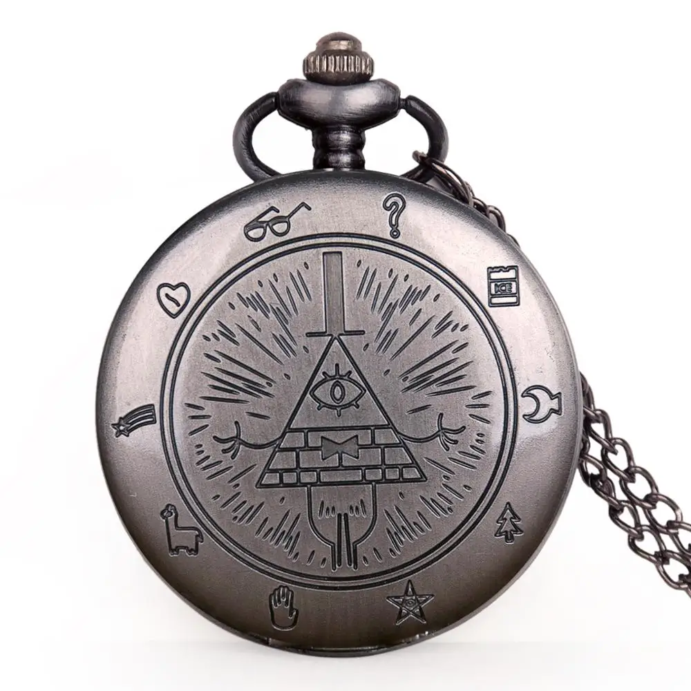 Кварцевые карманные часы старинные Bill Cipher на цепочке в стиле стимпанк мужские и