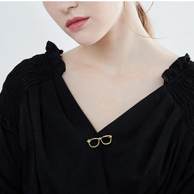 Cute Glasses Brooches Korean Fashion Men's Suit Shirt Collar Pins Female Sweater Corsage Badge Luxulry Jewelry Accessories glasses brooch pin brooches clothing brooch