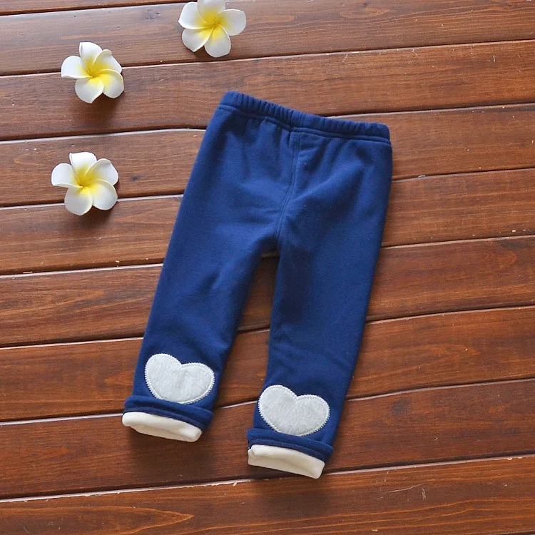 Crawler Girls' Trousers Children Baby Heart Shape Leggings Infants Children Pants with Velvet Sub-Small CHILDREN'S Thick Trouser