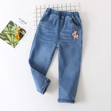 Г. Осенние джинсы для девочек; детские брюки с героями мультфильмов; INS; корейский стиль; гусеничная партия; 27; Детская шерсть