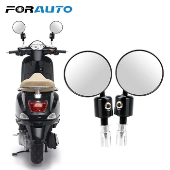 

FORAUTO 1 Pair Motorcycle Chopper Moto Rear View CNC Convex Mirror Handle Bar End Mirror Universal Aluminum