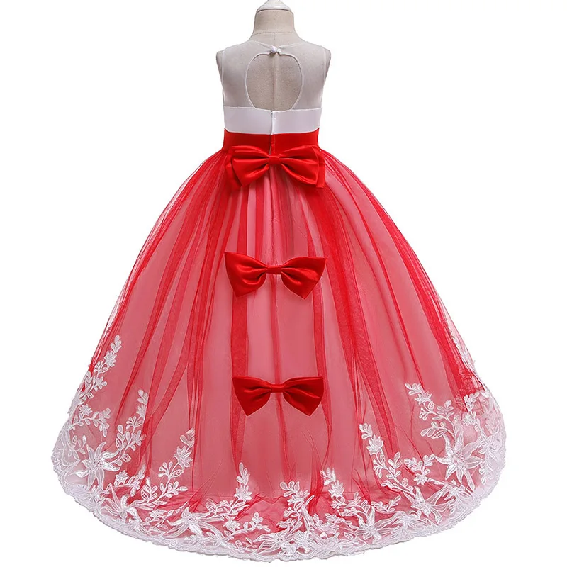 PLBBFZ Summer White Kids Clothes Girls Bridesmaid Dress Children Pageant Party Wedding Princess Evening Formal 10 12 Y Vestidos