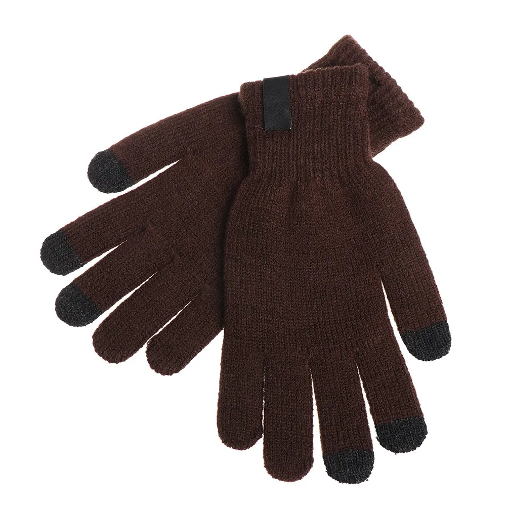 Red Fashion Winter Knitted Wool Touch Screen Gloves Men Warm Short Plush Lining Full Finger Outdoor Sport Cycling Gloves Mittens - Цвет: Red