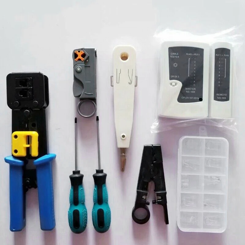 RJ45 сетевой тестер набор инструментов LAN кабель Кусачки обжимные плоскогубцы Набор инструментов для обслуживания сумка