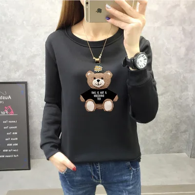 Style 25 Модная толстовка с длинными рукавами и надписью «кошка» для женщин, без капюшона, для студенток, Осень-зима, плюс бархатная Свободная Толстовка - Цвет: Style 25