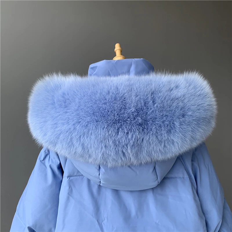 MAOMAOFUR женский пуховик на утином пуху, зима, Модная стильная Толстая парка с воротником из натурального меха, теплая верхняя одежда на белом утином пуху