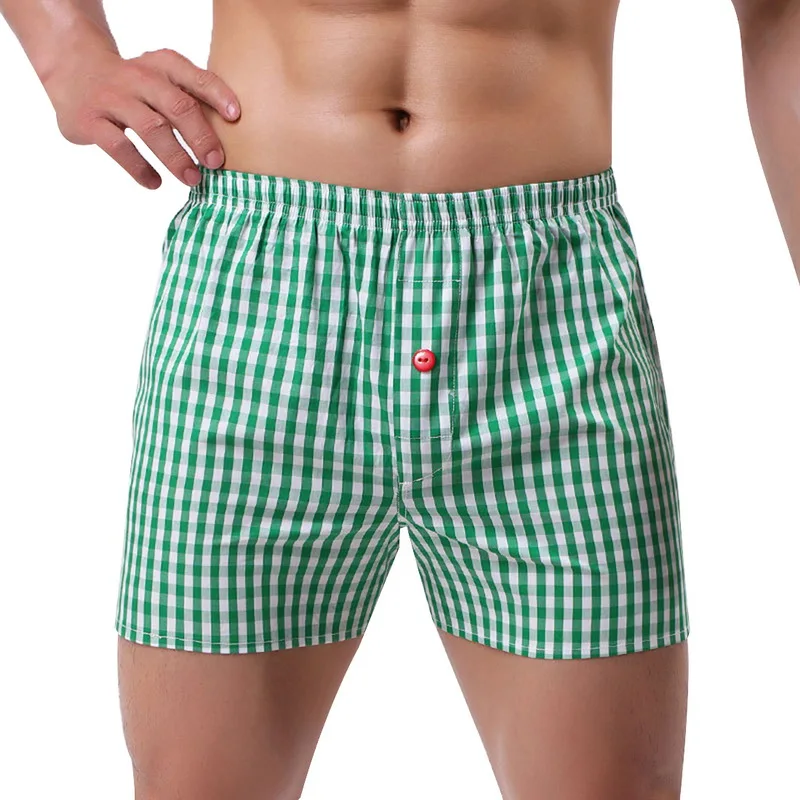 MJARTORIA мужские клетчатые короткие дышащие шорты с принтом, мягкая одежда для сна, летние пляжные повседневные свободные мягкие удобные шорты - Цвет: Зеленый