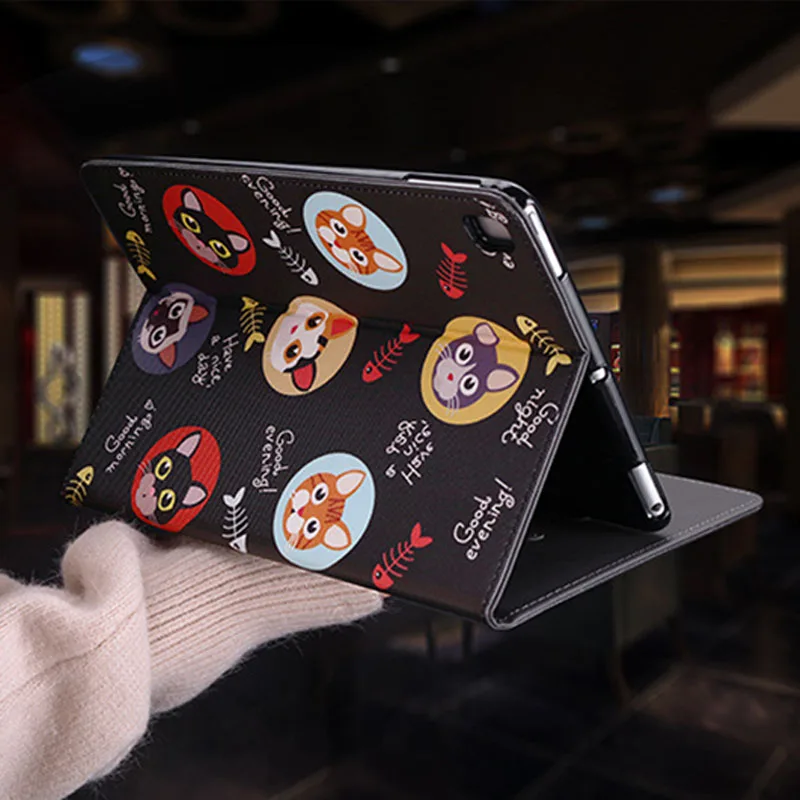 Для IPad Air 1 2 чехол Защитный чехол для планшета Кот Мультфильм иллюстрация PU кожаный чехол флип Смарт Стенд для iPad Pro 9,7 чехол