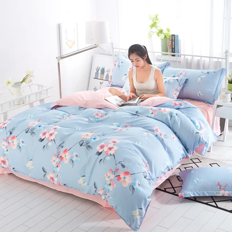 Lovely Panda Printed Polyester Bedding Sets Bed Cover Set Duvet Cover Flat Sheets with Pillowcases Bedcover Set for Child & Kid