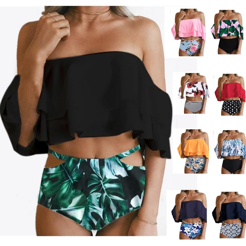 

Ruffle High Waist Bikini 2019 Swimwear Women Swimsuit Push Up Bikinis Women Biquini Print Swimsuit Female Beachwear Bathing Suit