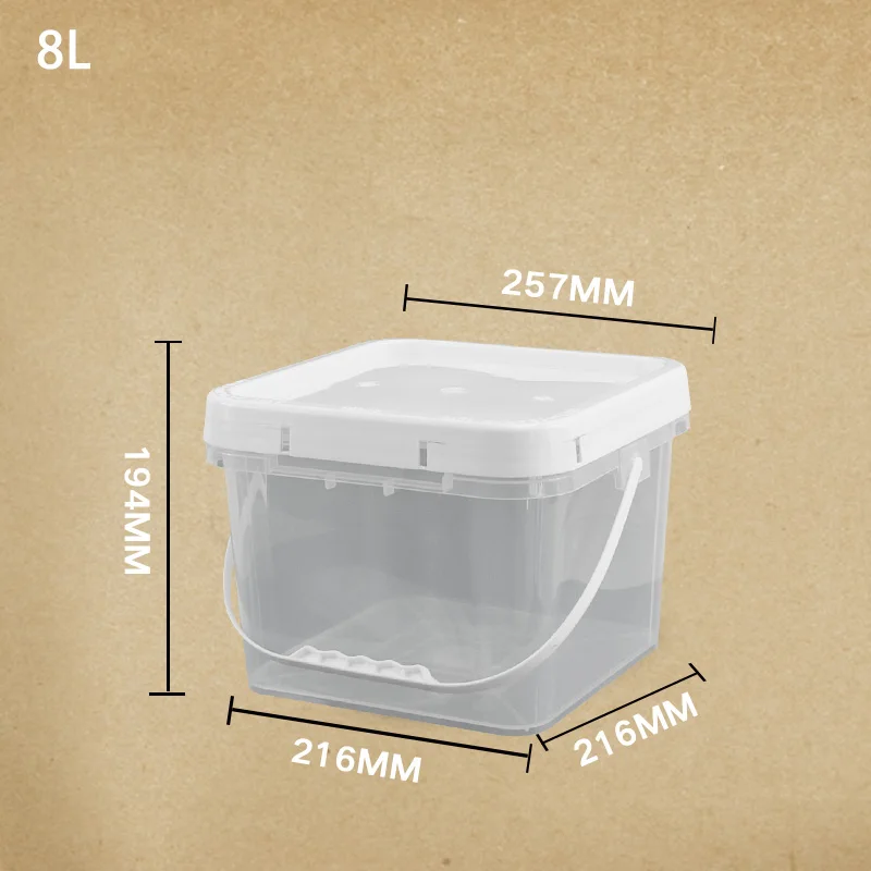 2 шт./компл. пластиковое ведро с ручкой 8 литров контейнер для хранения вещей для йогурта/Мороженое/крупы/корм для животных хорошая - Цвет: clear