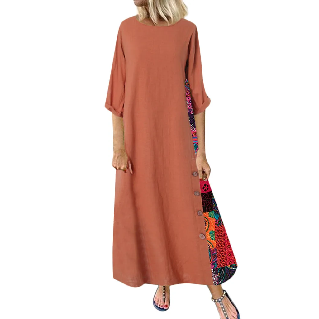 Платье женское ropa mujer vestidos de verano платья vestidos verano mujer robe повседневные платья с рукавом три четверти Patchwork Z4