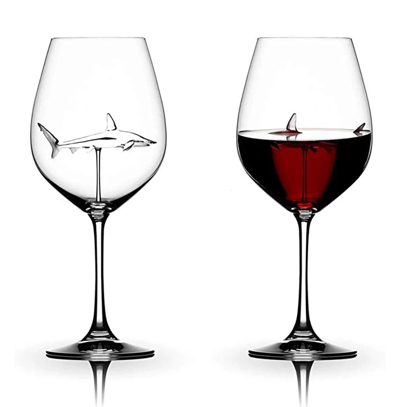 Стеклянная чашка, европейская Хрустальная стеклянная Акула, красное вино, стеклянная чашка, креативный бокал, бокал для вина, Акула, идеально подходит для дома/баров/вечерние, подарок