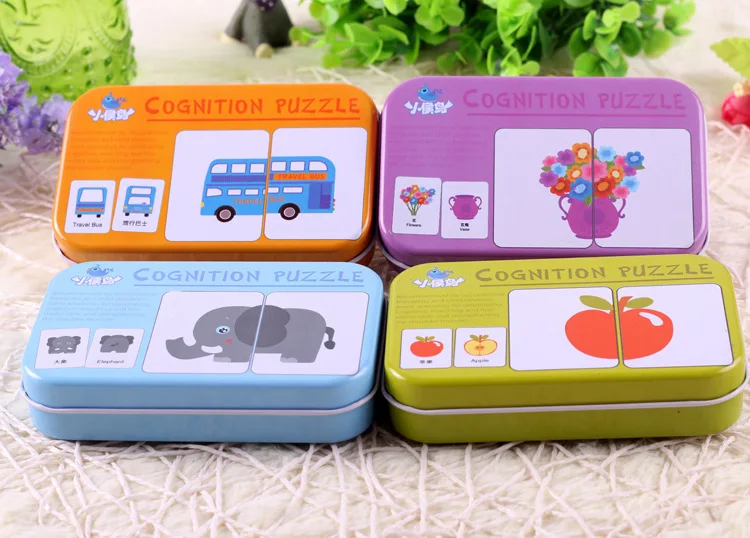 

Baby Kids Cognition Puzzles Toys Cartoon Vehicle/Animal/Fruit Pair Matching Game Cognitive Puzzle Card for Children Education