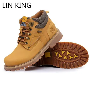 

LIN KING New Big Size Winter Men Boots Outdoor Ankle Snow Boots Male Warm Fur Lace Up Anti-slip Botas Man Waterproof Short Boots