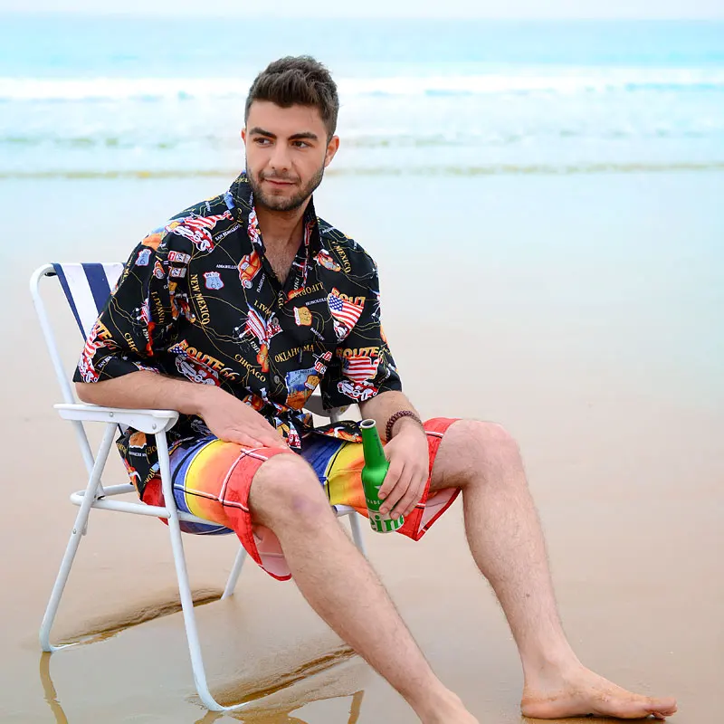 New Fashion High Quality Cotton Beach Shirt Men Short Sleeve Casual Printing Loose Fashion Plus Size L XL 2XL 3XL 4XL 5XL