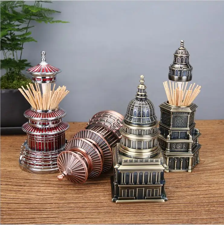 

Architectural style metal toothpick box stash container toothpickers hidden stash tooth pick dispenser for table decor YQT067