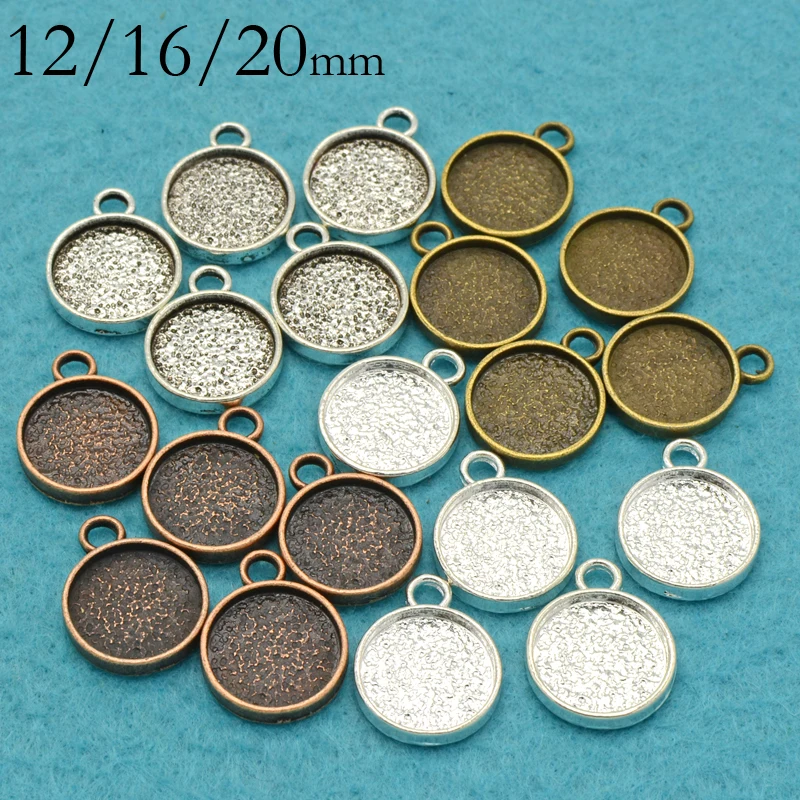 100 pcs - 12/16/20mm Round Bezel Pendant Blanks Circle Cabochon Setting Base for Pendants Bracelet or Earring Charms | Украшения и