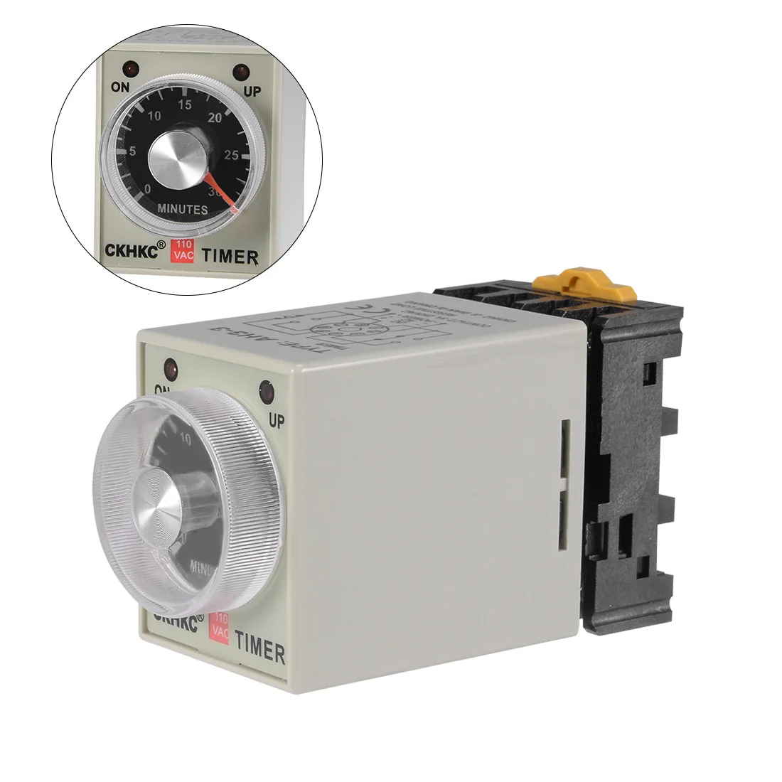 

uxcell AC110V 30M 8 Terminals Range Adjustable Delay Timer Time Relay AH3-3 w base
