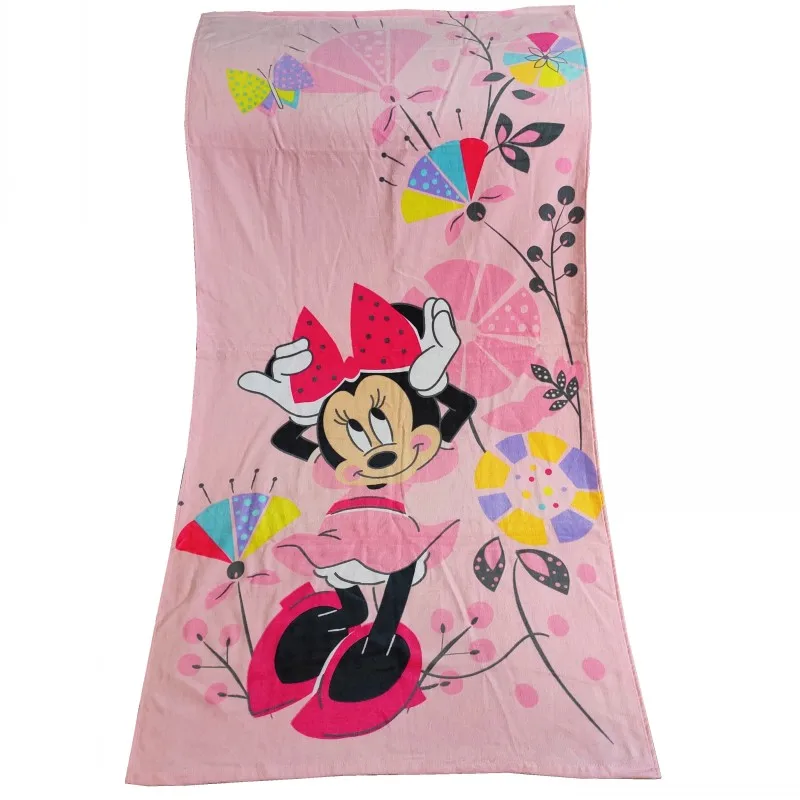 Скидки Дисней крем Олаф летняя мочалка хлопок мягкое пляжное полотенце одеяло для мальчиков и девочек банное полотенце для плавания 75x150 см - Цвет: Minnie