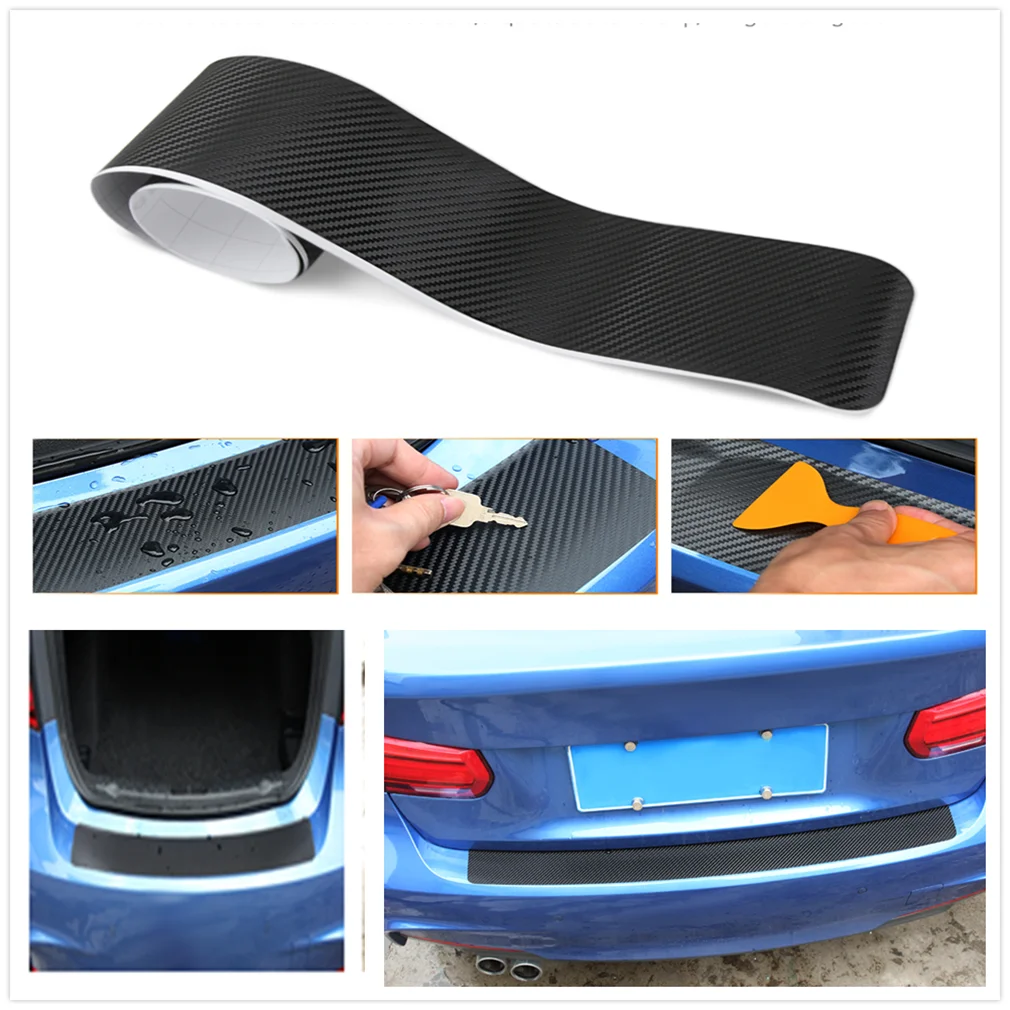

Car Styling Carbon Fiber Car Rear Bumper Trunk Stickers For Ford Taurus Mondeo Galaxy Falcon Everest S-MAX Escort