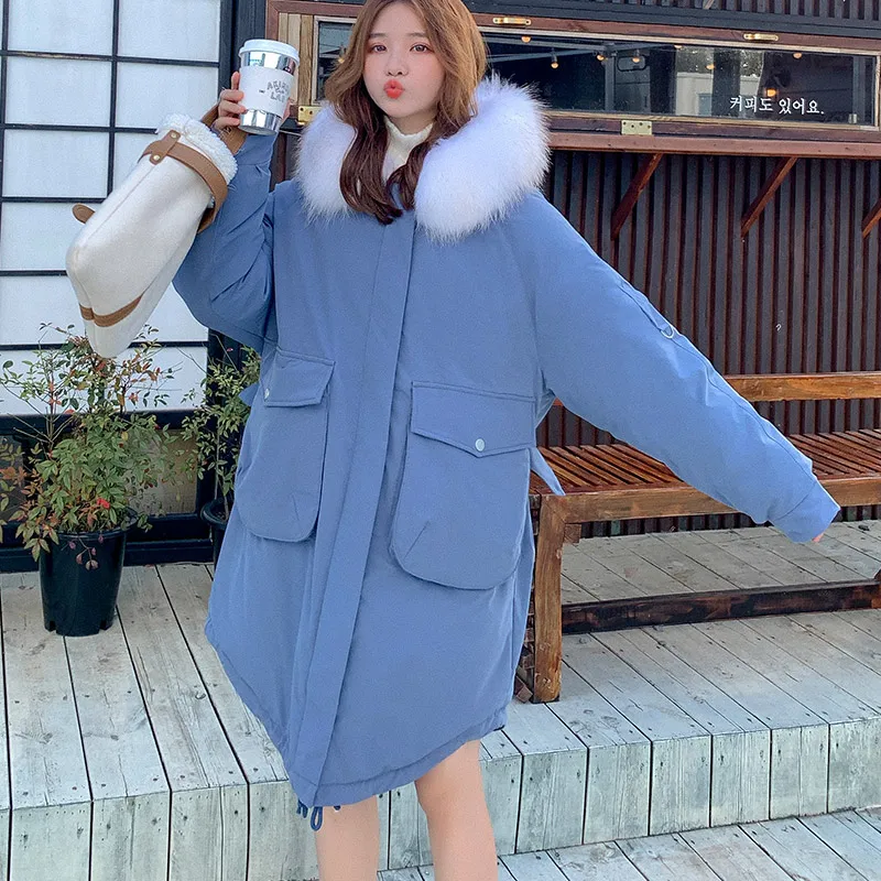 

New Winter Down Cotton Padded Jacket Female Loose Winter Cotton Jacket Fashion Korean Version Long Pike Cotton Coat