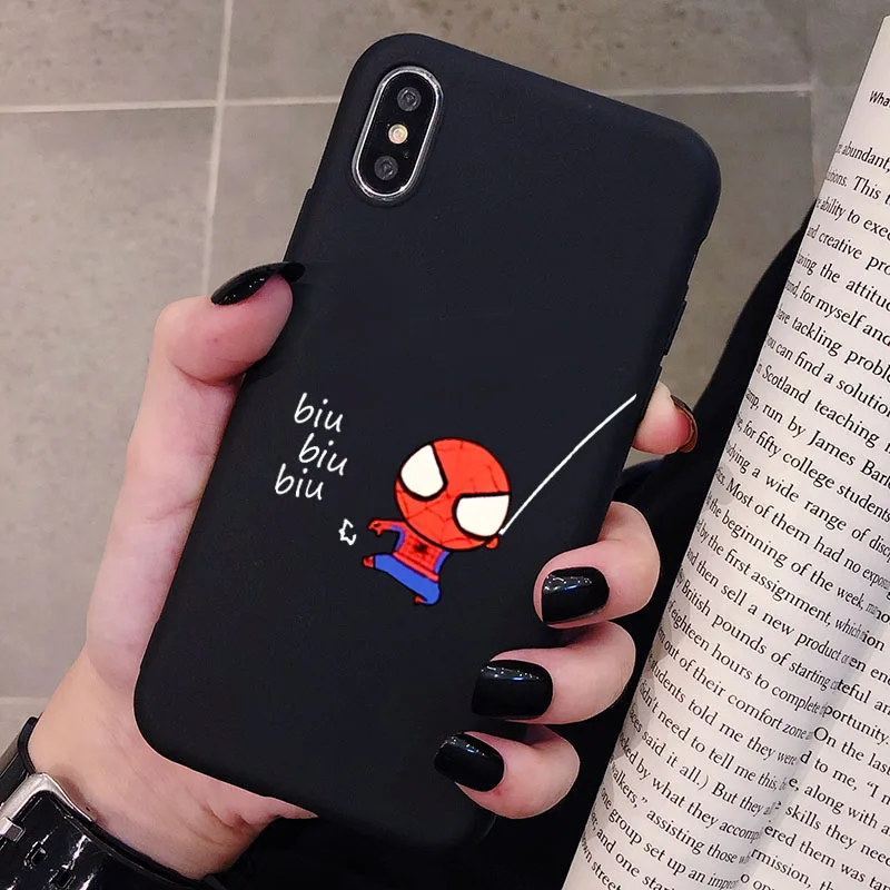 Чехол для телефона XiaoMi RedMi Note 8 7 6 5 K20 Pro Человек-паук Marvel матовый Силиконовый чехол s мягкая задняя крышка - Цвет: P1Black
