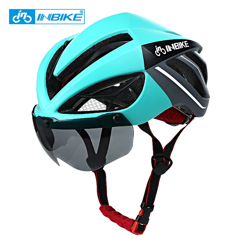 mountain bike helmet and goggles