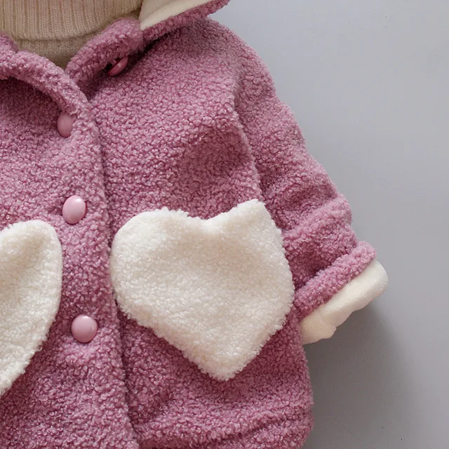 детское пальто куртка для новорожденных девочек розовые с капюшоном фотография