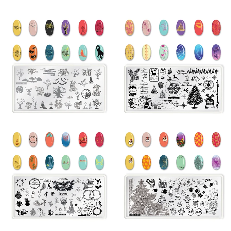 

1PC Stainless Steel Nail Polish Stamping Plate Multi-Designs Christmas/Holloween Image DIY Manicure Stencil Tools New Plate #