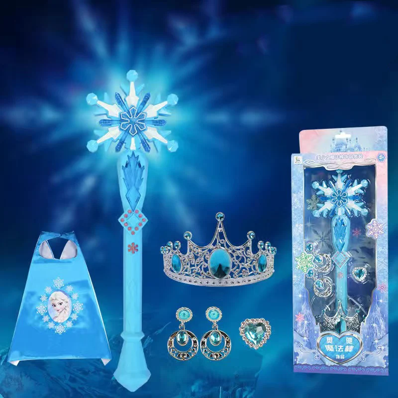 Disney Girls Frozen Princess Dress Snowflake Elsa Music Magic Wand Ring Crown Box Set Giocattoli Per Il Trucco Regalo Di Natale Di Compleanno