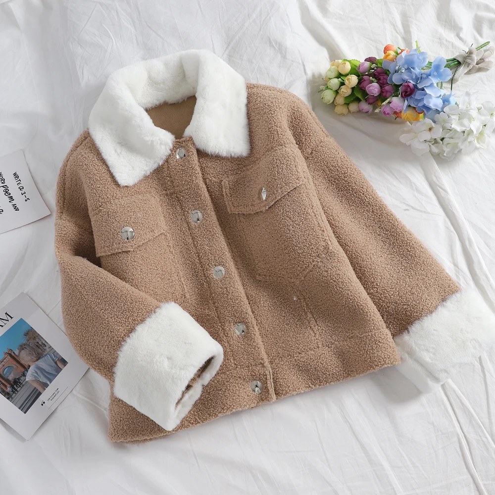 SINGRAIN Женская флисовая куртка из искусственного меха, элегантная плюшевая верхняя одежда, повседневное пуховое пальто для отдыха, свободное теплое плотное зимнее пушистое пальто