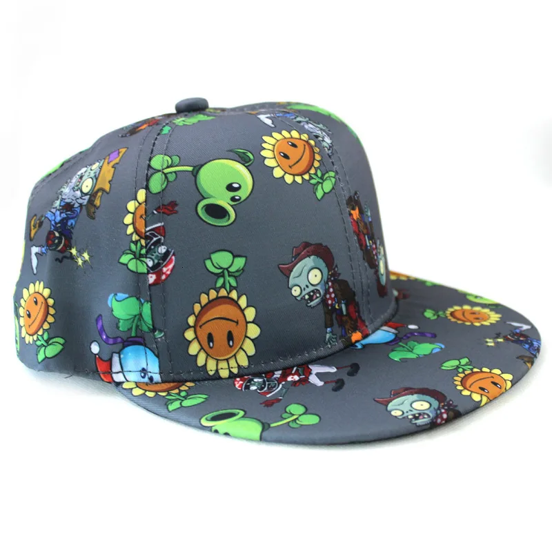Plants Vs Zombies Baseball Caps Children Spring Summer Sun Flat Hip Hop Baseball Hat Best Cool Novelty Hat Women Embroidery